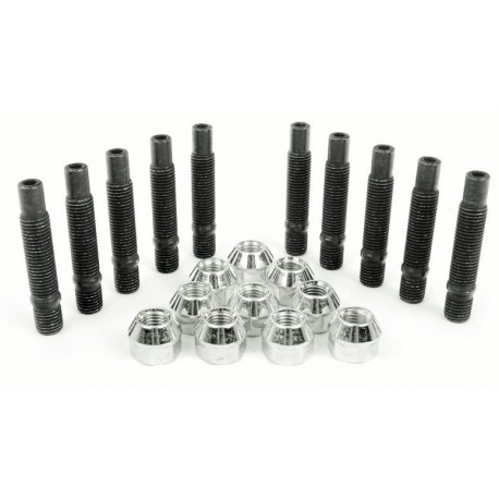 KIT 10 GOUJONS Lg 75mm ET 10 ECROUS M12x150 CONIQUE