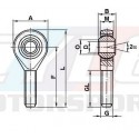 ROTULE MALE MOTORSPORT M18x150 PAS A GAUCHE + CONTRE ECROU