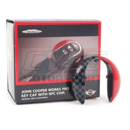 CAPUCHON DE CLEF MINI "JCW Pro" ROUGE CARBONE F55 F56 F54 F57 F60