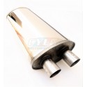 Silencieux universel inox double Ø50 POWERSPRINT – 2 entrées / 2 sorties