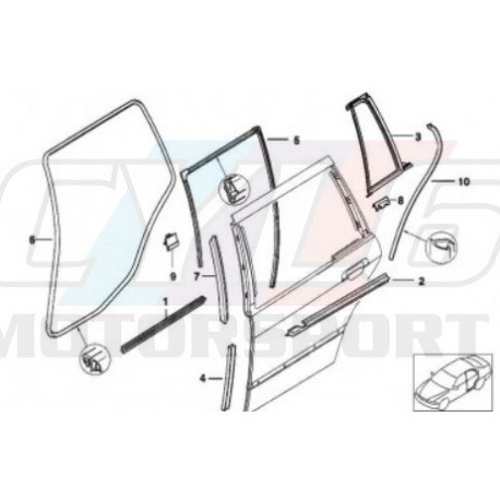 GUIDE DE VITRE ARRIERE GAUCHE BMW ORIGINE 51348171059