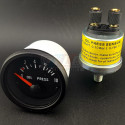 Manomètre pression huile 0-10 bars Ø52mm fond noir Youngtimer + sonde