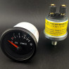 Manomètre pression huile 0-10 bars Ø52mm fond noir Youngtimer + sonde