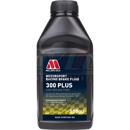 Liquide de frein Millers Oils 300 Plus Racing – DOT 4 – 300°C – compétition 500 ml